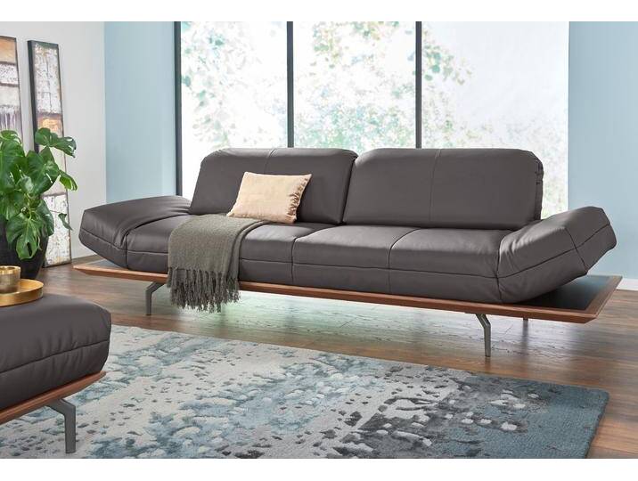 3-Sitzer CR.420, Designsofa, Loungesofa , braun (graubraun 534, 49), B:232cm H:117cm T:129cm, Leder OSKAR - echtes Leder, Flachgewebe DONNA (76% Polyester 24% Polyacryl), CREATION BY ROLF BENZ, Sofas, in 2 Qualitäten, Holzrahmen in Eiche Natur oder Nußbaum, Breite 232 cm von Rolf-Benz