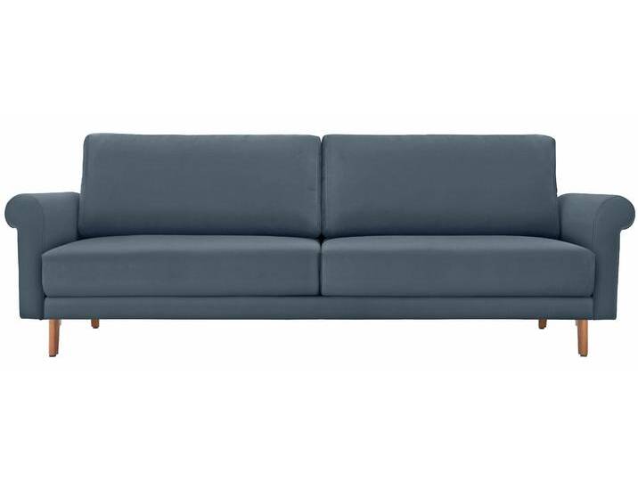 3-Sitzer CR.450, Designsofa, Loungesofa , blau (blaugrau 534, 73), B:208cm H:85cm T:95cm, NaturLEDER OSKAR (echtes Rindsleder), Chenille COCO (72% Polyester 15% Baumwolle 13% Polyacryl), CREATION BY ROLF BENZ, Sofas, modern Landhaus, Breite 208 cm, Füße in Nussbaum von Rolf-Benz