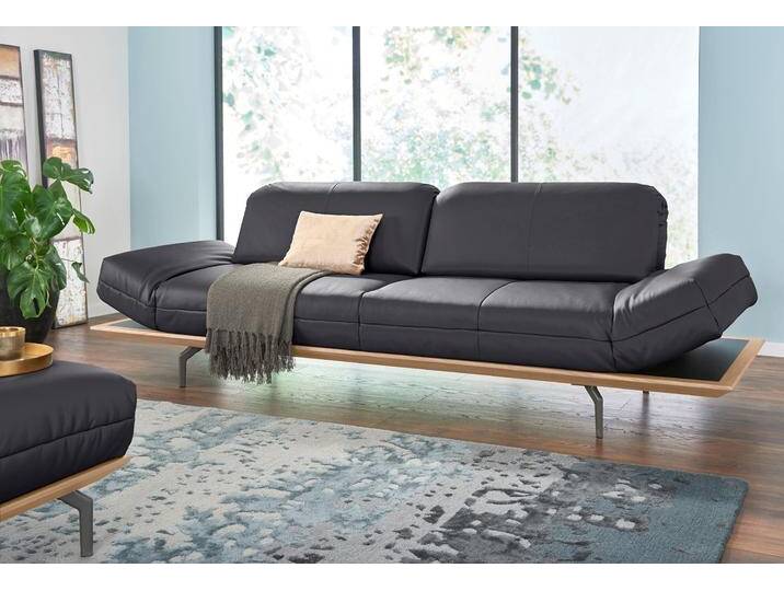 4-Sitzer CR.420, Designsofa, Loungesofa , schwarz (signalschwarz 534, 58), B:252cm H:117cm T:129cm, Leder Oskar - echtes Leder, Flachgewebe DONNA (76% Polyester 24% Polyacryl), CREATION BY ROLF BENZ, Sofas, in 2 Qualitäten, Holzrahmen in Eiche Natur oder Nußbaum, Breite 252 cm von Rolf-Benz