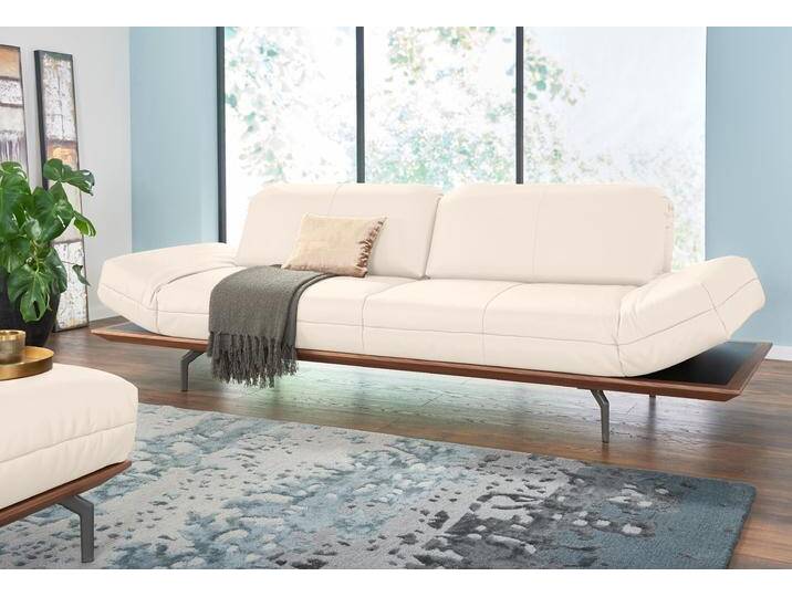 4-Sitzer CR.420, Designsofa, Loungesofa , weiß (perlweiß 534, 12), B:252cm H:117cm T:129cm, Leder Oskar - echtes Leder, Flachgewebe DONNA (76% Polyester 24% Polyacryl), CREATION BY ROLF BENZ, Sofas, in 2 Qualitäten, Holzrahmen in Eiche Natur oder Nußbaum, Breite 252 cm von Rolf-Benz