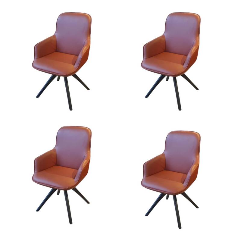 4er-Set STU-VF 671 Leder Medium Kupferbraun Gestell Eiche Gebeizt Schwarz von Rolf Benz
