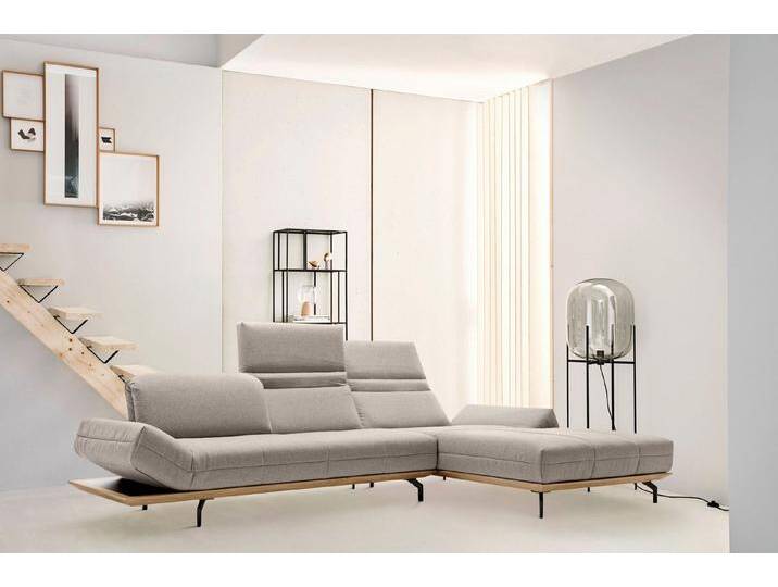 Creation BY ROLF BENZ Ecksofa CR.420, Designecksofa, L-Form, in 2 Qualitäten, Holzrahmen in Eiche Natur oder Nußbaum, Breite 313 cm, beige grau von Rolf-Benz