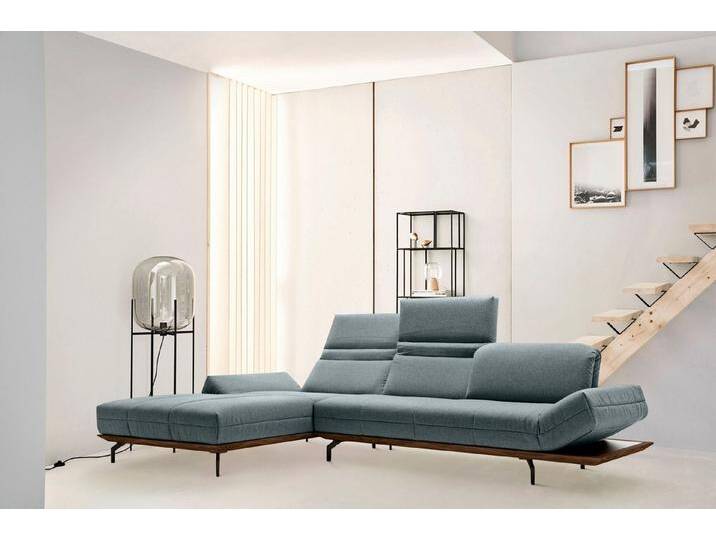 Creation BY ROLF BENZ Ecksofa CR.420, Designecksofa, L-Form, in 2 Qualitäten, Holzrahmen in Eiche Natur oder Nußbaum, Breite 313 cm, blau grau von Rolf-Benz