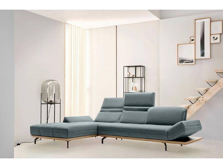 Creation BY ROLF BENZ Ecksofa CR.420, Designecksofa, L-Form, in 2 Qualitäten, Holzrahmen in Eiche Natur oder Nußbaum, Breite 313 cm, blau grau von Rolf-Benz