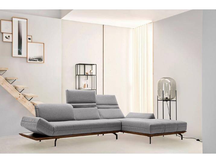 Creation BY ROLF BENZ Ecksofa CR.420, Designecksofa, L-Form, in 2 Qualitäten, Holzrahmen in Eiche Natur oder Nußbaum, Breite 313 cm, grau schwarz von Rolf-Benz