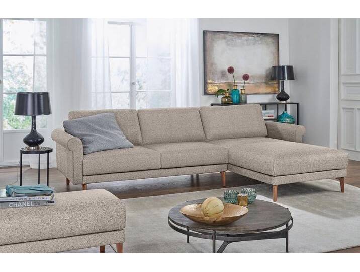 Creation BY ROLF BENZ Ecksofa CR.450, Designecksofa, L-Form, Armlehne Schnecke modern Landhaus, Breite 262 cm, Fuß Nussbaum, beige grau von Rolf-Benz