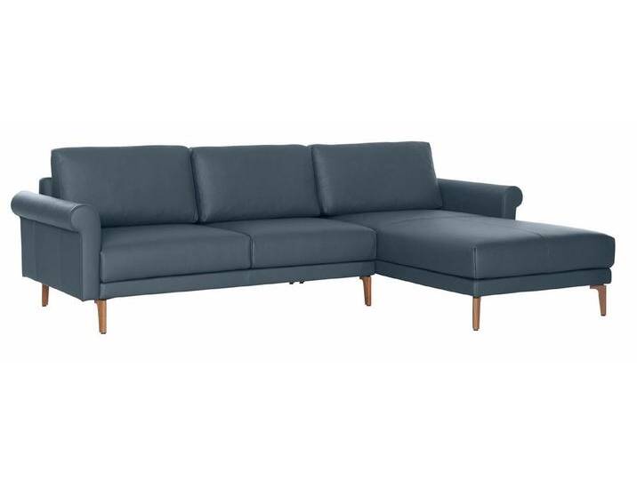 Creation BY ROLF BENZ Ecksofa CR.450, Designecksofa, L-Form, Armlehne Schnecke modern Landhaus, Breite 262 cm, Fuß Nussbaum, blau grau von Rolf-Benz