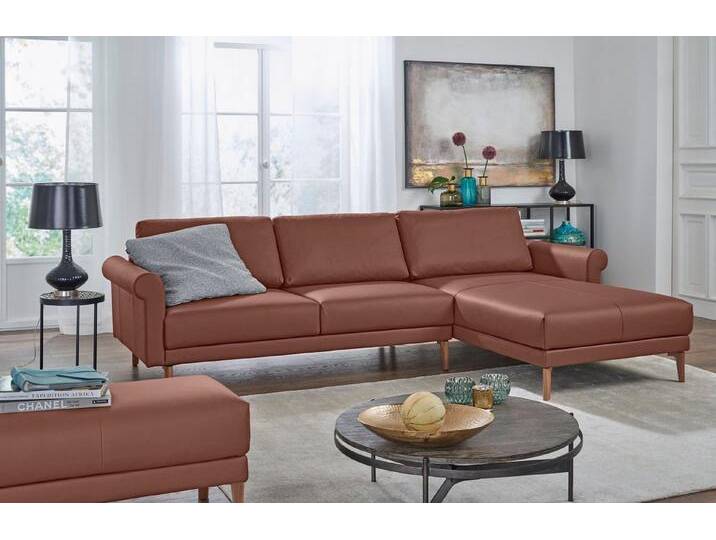 Creation BY ROLF BENZ Ecksofa CR.450, Designecksofa, L-Form, Armlehne Schnecke modern Landhaus, Breite 262 cm, Fuß Nussbaum, braun, signalbraun 534-44 von Rolf-Benz