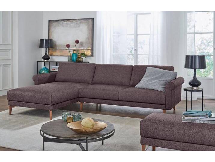 Creation BY ROLF BENZ Ecksofa CR.450, Designecksofa, L-Form, Armlehne Schnecke modern Landhaus, Breite 262 cm, Fuß Nussbaum, grau lila von Rolf-Benz