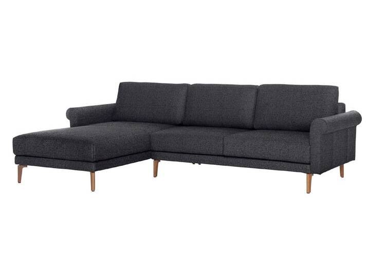 Creation BY ROLF BENZ Ecksofa CR.450, Designecksofa, L-Form, Armlehne Schnecke modern Landhaus, Breite 262 cm, Fuß Nussbaum, grau schwarz von Rolf-Benz