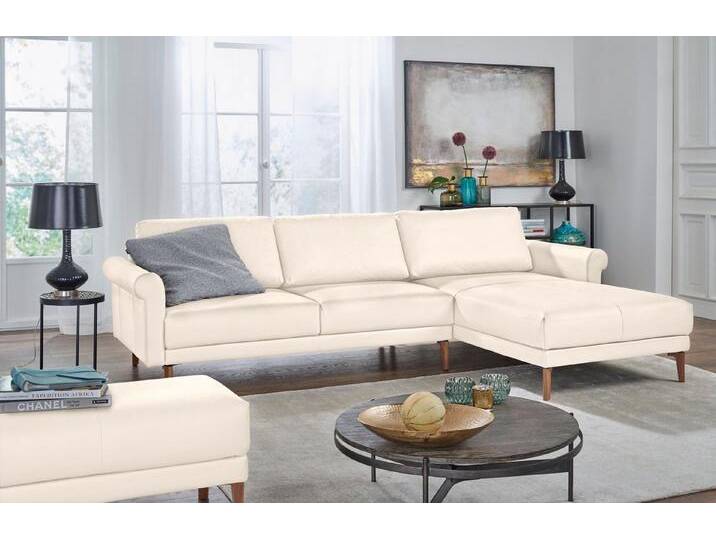 Creation BY ROLF BENZ Ecksofa CR.450, Designecksofa, L-Form, Armlehne Schnecke modern Landhaus, Breite 262 cm, Fuß Nussbaum, weiß, perlweiß 534-12 von Rolf-Benz