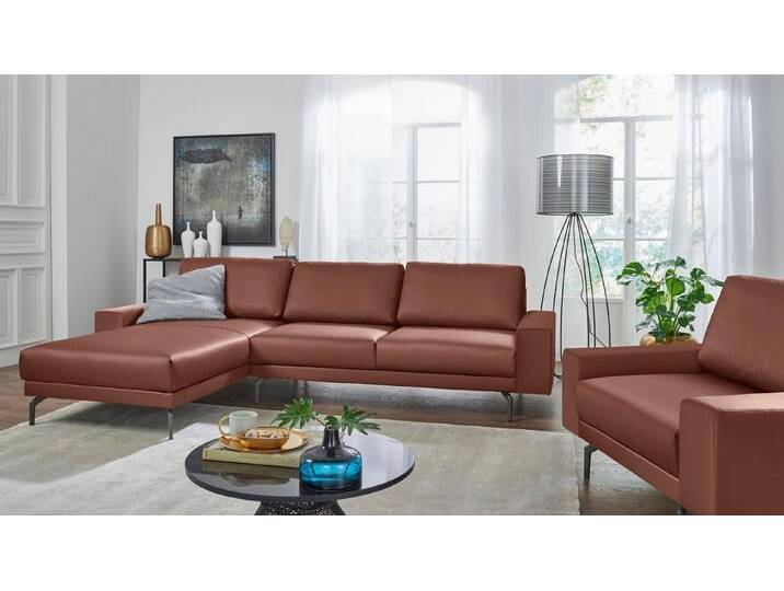 Creation BY ROLF BENZ Ecksofa CR.450, Designecksofa, L-Form, Armlehne breit und niedrig, Alugussfüße in umbragrau, Breite 274 cm, braun von Rolf-Benz