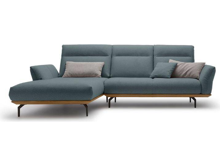 Creation BY ROLF BENZ Ecksofa CR.460, Sockel in Nussbaum, Winkelfüße in Umbragrau, Breite 298 cm, blau grau, wasserblau/steingrau 044-72 von Rolf-Benz