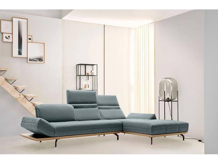 Ecksofa CR.420, Designecksofa, L-Form , blau (wasserblau, steingrau), B:313cm H:117cm T:212cm, CREATION BY ROLF BENZ, Sofas, in 2 Qualitäten, Holzrahmen in Eiche Natur oder Nußbaum, Breite 313 cm von Rolf-Benz