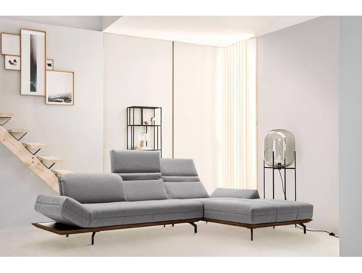 Ecksofa CR.420, Designecksofa, L-Form , grau (lichtgrau, schwarzgrau), B:293cm H:117cm T:212cm, CREATION BY ROLF BENZ, Sofas, in 2 Qualitäten, Holzrahmen in Eiche Natur oder Nußbaum, Breite 293 cm von Rolf-Benz