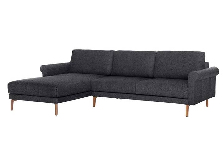 Ecksofa CR.450, Designecksofa, L-Form , schwarz (anthrazitgrau, schwarzgrau 044, 57), B:262cm H:85cm T:178cm, Chenille COCO (72% Polyester 15% Baumwolle 13% Polyacryl), CREATION BY ROLF BENZ, Sofas, Armlehne Schnecke modern Landhaus, Breite 262 cm, Fuß Nussbaum von Rolf-Benz