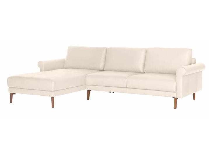 Ecksofa CR.450, Designecksofa, L-Form , weiß (perlweiß 534, 12), B:262cm H:85cm T:178cm, NaturLEDER OSKAR (echtes Rindsleder), CREATION BY ROLF BENZ, Sofas, Armlehne Schnecke modern Landhaus, Breite 262 cm, Fuß Nussbaum von Rolf-Benz