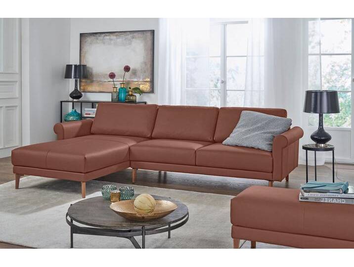 Ecksofa CR.450, Designecksofa, Polsterecke, L-Form, 282/178 cm (B/T) , braun (signalbraun 534, 44), B:282cm H:85cm T:178cm, NaturLEDER OSKAR (echtes Rindsleder), CREATION BY ROLF BENZ, Sofas, abgerundete Armlehne Schnecke, modern Landhaus, Leder oder Chenille von Rolf-Benz