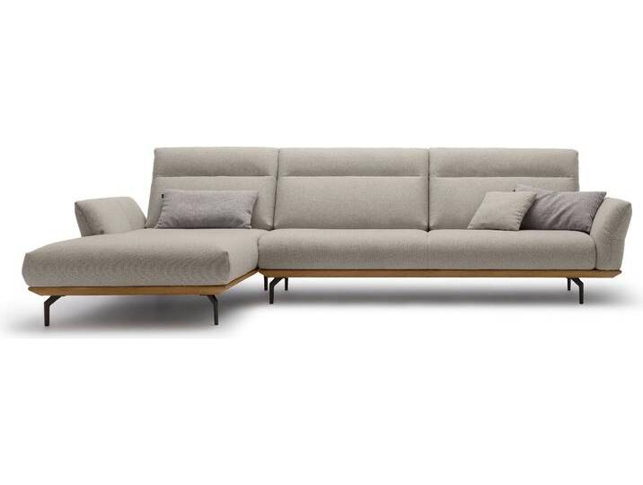 Ecksofa CR.460 Designsofa mit erstklassigem Sitzkomfort , bunt (graubeige, natur 044, 20), B:338cm H:103cm T:183cm, Chenille COCO (72% Polyester 15% Baumwolle 13% Polyacryl), CREATION BY ROLF BENZ, Sofas, Sockel in Nussbaum, Winkelfüße in Umbragrau, Breite 338 cm von Rolf-Benz
