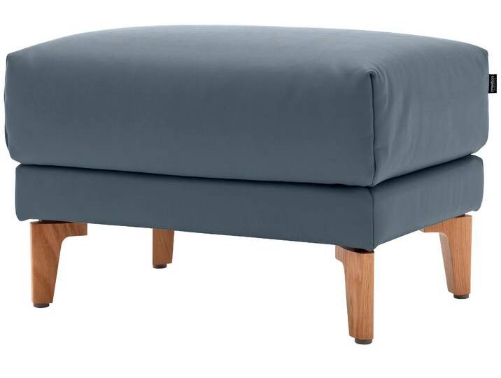 Hocker CR.450 , blau (blaugrau 534, 73), B:63cm H:45cm T:48cm, NaturLEDER OSKAR (echtes Rindsleder), CREATION BY ROLF BENZ, Hocker, Fußhocker, Füße aus Massivholz von Rolf-Benz