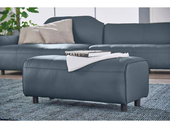 Hockerbank CR.480 , blau (blaugrau 534, 73), B:100cm H:42cm T:51cm, NaturLEDER OSKAR (echtes Rindsleder), CREATION BY ROLF BENZ, Hocker, Polsterhocker von Rolf-Benz