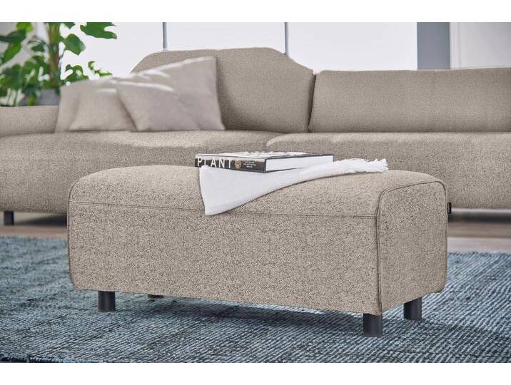 Hockerbank CR.480 , bunt (graubeige, natur 044, 20), B:100cm H:42cm T:51cm, Leder OSKAR;Chenille COCO (72% Polyester 15% Baumwolle 13% Polyacryl), CREATION BY ROLF BENZ, Hocker, Polsterhocker von Rolf-Benz