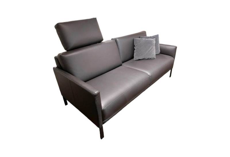 Rolf Benz 2-Sitzer Sofa Cara Leder 38 110 Verkehrsschwarz Schwarz Metallspange Stahl von Rolf Benz