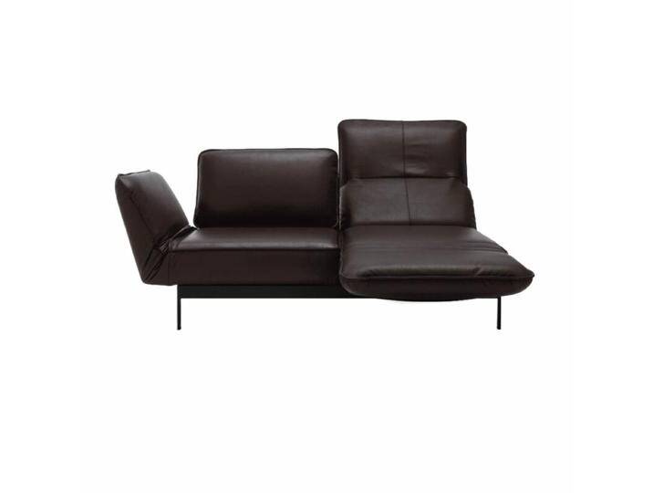 Rolf Benz Mera Sofabank - Nappaleder 38.105 graubraun , Stahl RAL 9017 Verkehrsschwarz matt , 41 , mit Liegerücken von Rolf-Benz