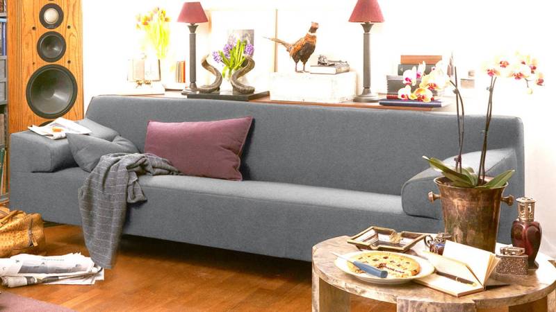 Rolf Benz Sofa ROLF BENZ Sofa Freistil 180 Couch Stoff grau 220 cm Fuß schwarz von Rolf Benz