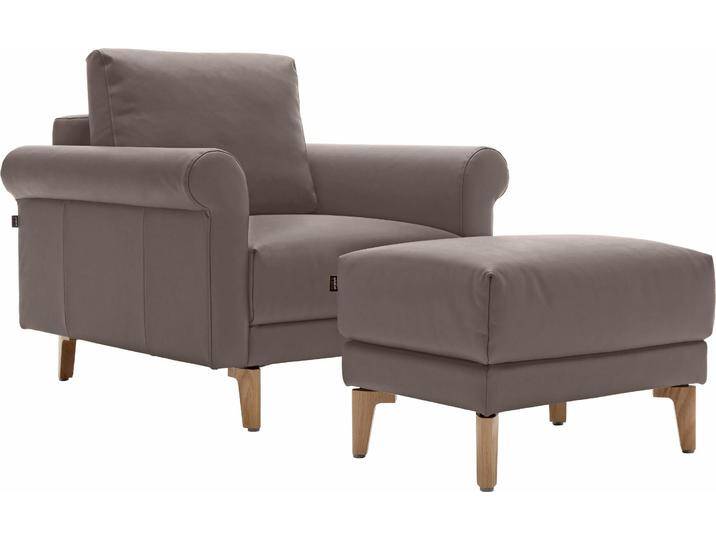 Sessel CR.450, Designsessel, Loungesessel , beige (beigegrau 534, 26), B:88cm H:85cm T:95cm, NaturLEDER OSKAR (echtes Rindsleder), Chenille COCO (72% Polyester 15% Baumwolle 13% Polyacryl), CREATION BY ROLF BENZ, Sessel, Einzelsessel Loungesessel, modern Landhaus, mit tollem Sitzkomfort, Breite 88 cm, Fuß Nussbaum von Rolf-Benz