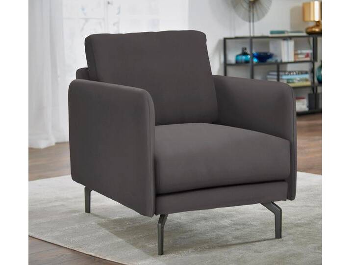 Sessel CR.450, Designsessel, Loungesessel , braun (graubraun 534, 49), B:70cm H:85cm T:95cm, NaturLEDER OSKAR (echtes Rindsleder);Chenille COCO (72% Polyester 15% Baumwolle 13% Polyacryl), CREATION BY ROLF BENZ, Sessel, Lounge-Sessel Einzelsessel, Armlehne sehr schmal, Breite 70 cm, Alugussfuß Umbragrau von Rolf-Benz