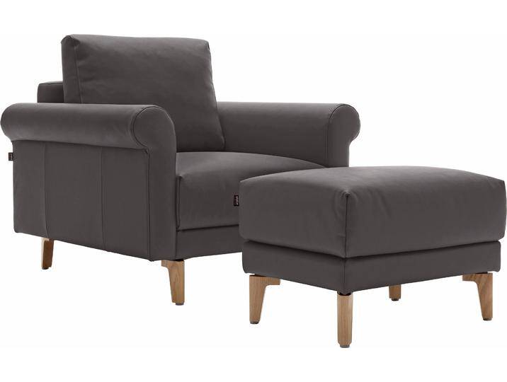 Sessel CR.450, Designsessel, Loungesessel , braun (graubraun 534, 49), B:88cm H:85cm T:95cm, NaturLEDER OSKAR (echtes Rindsleder), Chenille COCO (72% Polyester 15% Baumwolle 13% Polyacryl), CREATION BY ROLF BENZ, Sessel, Einzelsessel Loungesessel, modern Landhaus, mit tollem Sitzkomfort, Breite 88 cm, Fuß Nussbaum von Rolf-Benz