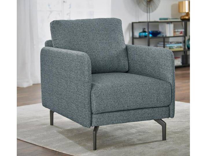 Sessel CR.450, Designsessel, Loungesessel , grau (wasserblau, steingrau 044, 72), B:70cm H:85cm T:95cm, NaturLEDER OSKAR (echtes Rindsleder);Chenille COCO (72% Polyester 15% Baumwolle 13% Polyacryl), CREATION BY ROLF BENZ, Sessel, Lounge-Sessel Einzelsessel, Armlehne sehr schmal, Breite 70 cm, Alugussfuß Umbragrau von Rolf-Benz