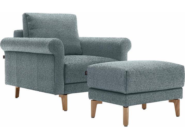 Sessel CR.450, Designsessel, Loungesessel , grau (wasserblau, steingrau 044, 72), B:88cm H:85cm T:95cm, NaturLEDER OSKAR (echtes Rindsleder), Chenille COCO (72% Polyester 15% Baumwolle 13% Polyacryl), CREATION BY ROLF BENZ, Sessel, Einzelsessel Loungesessel, modern Landhaus, mit tollem Sitzkomfort, Breite 88 cm, Fuß Nussbaum von Rolf-Benz