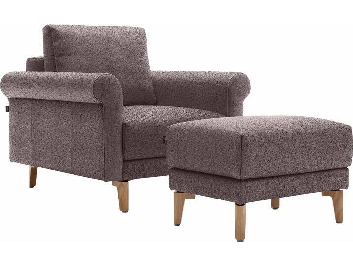 Sessel CR.450, Designsessel, Loungesessel , lila (purpurviolett, steingrau 044, 69), B:88cm H:85cm T:95cm, NaturLEDER OSKAR (echtes Rindsleder), Chenille COCO (72% Polyester 15% Baumwolle 13% Polyacryl), CREATION BY ROLF BENZ, Sessel, Einzelsessel Loungesessel, modern Landhaus, mit tollem Sitzkomfort, Breite 88 cm, Fuß Nussbaum von Rolf-Benz