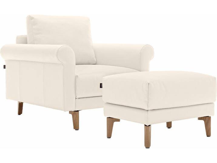 Sessel CR.450, Designsessel, Loungesessel , weiß (perlweiß 534, 12), B:88cm H:85cm T:95cm, NaturLEDER OSKAR (echtes Rindsleder), Chenille COCO (72% Polyester 15% Baumwolle 13% Polyacryl), CREATION BY ROLF BENZ, Sessel, Einzelsessel Loungesessel, modern Landhaus, mit tollem Sitzkomfort, Breite 88 cm, Fuß Nussbaum von Rolf-Benz
