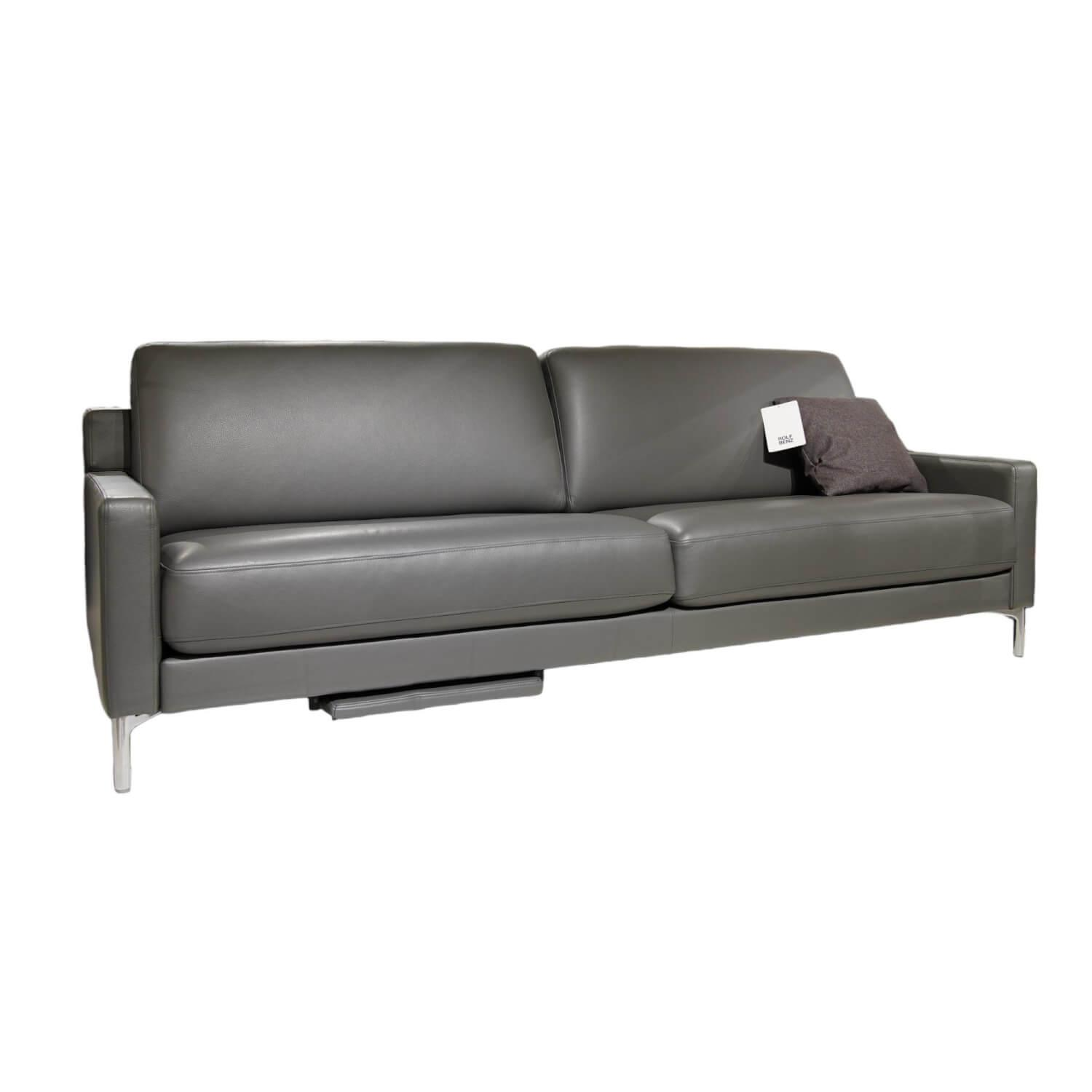 Sofa Ego F011 Bezug Leder 40.308 Schiefergrau Gussfuß Aluminium Poliert Inklusiv... von Rolf Benz