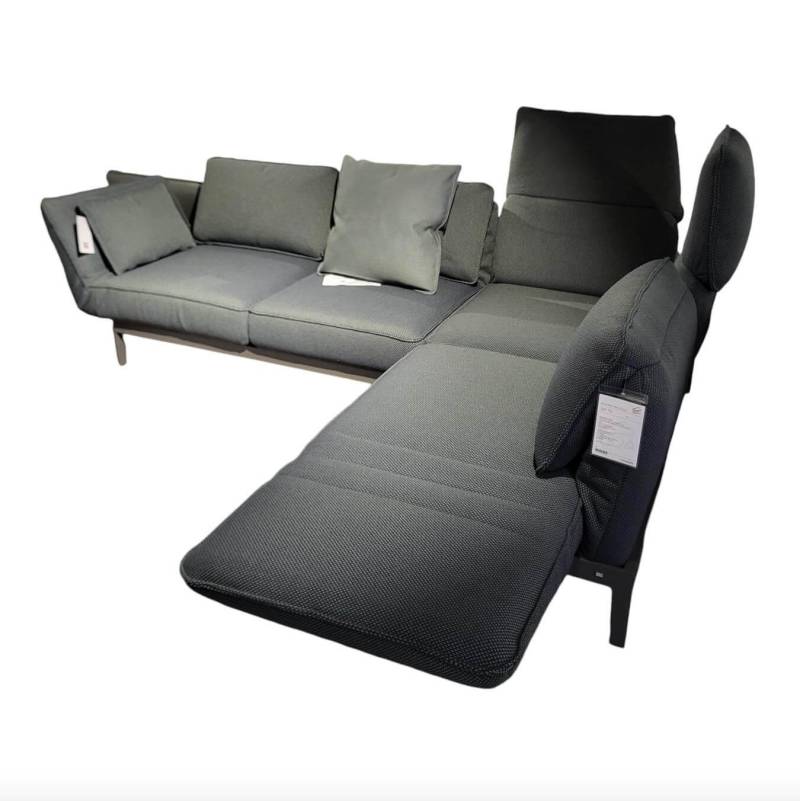 Sofa Stoff 24 516 Flaschengrün Grün Grau Gestell Stahl Feinstruktur RAL 7022 Umb... von Rolf Benz