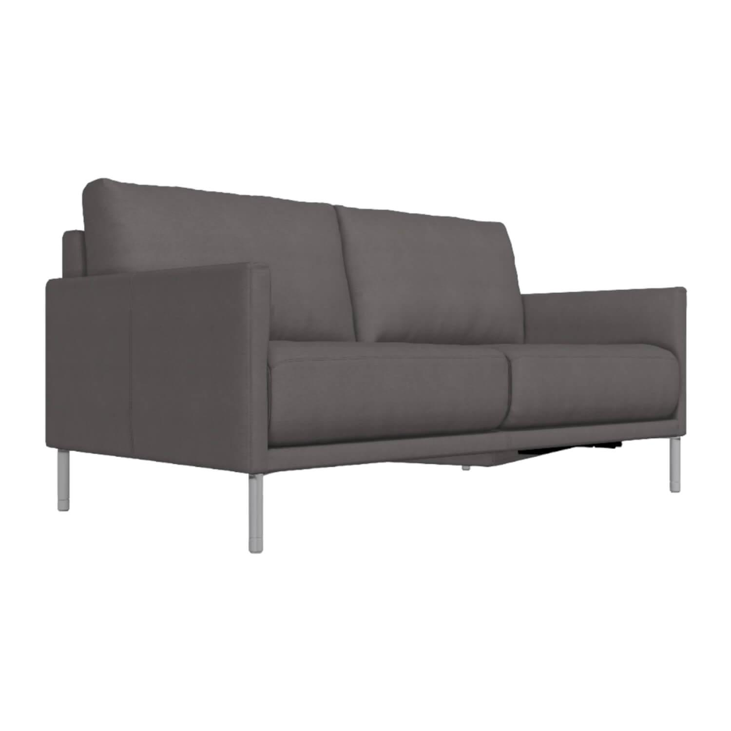 Sofabank Cara Bezug Leder 38.107 Mittel Anthrazitgrau Metallspange Glanzchrom von Rolf Benz