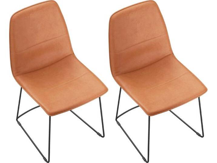 freistil ROLF BENZ Schalenstuhl 117 (4 St), mit schmalem Metallgestell in Schwarz, ohne Armlehne, braun, cognac 9224 von Rolf-Benz