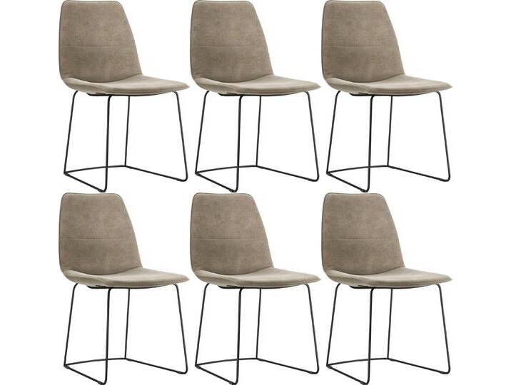 freistil ROLF BENZ Schalenstuhl 117 (6 St), mit schmalem Metallgestell in Schwarz, ohne Armlehne, grau, grauoliv 1054 von Rolf-Benz