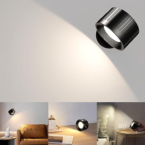 Rolgno LED Wandleuchte Innen, Aufladbar Wandlampe, Fernbedienung/Touch-Steuerung, 3 Farbtemperaturen, 4 Helligkeitsstufen, 360° Drehbare Wandleuchte mit Magnetic, für Nachttisch, Allgemeiner Gebrauch von Rolgno