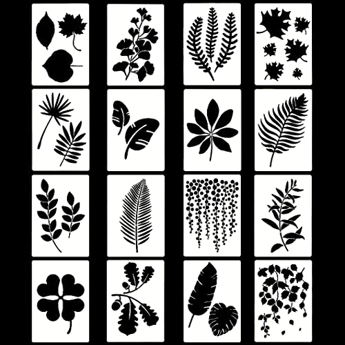 Rolin Roly 16PCS Schablonen Blätter Wiederverwendbar Schablonen Vorlagen Schildkrötenblatt Muster Leaves Painting Stencils für Holz Boden Möbel Deko DIY Scrapbooking Handwerk von Rolin Roly