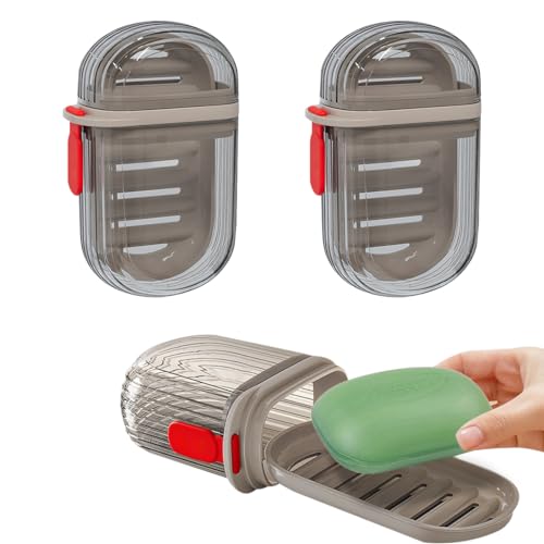 Rolin Roly 2 Stück Lecksicher Seifenbox mit Drainage in Kunststoff Seifenschale mit Deckel, tragbar für Reisen, Badezimmer, Outdoor (2PCS) von Rolin Roly