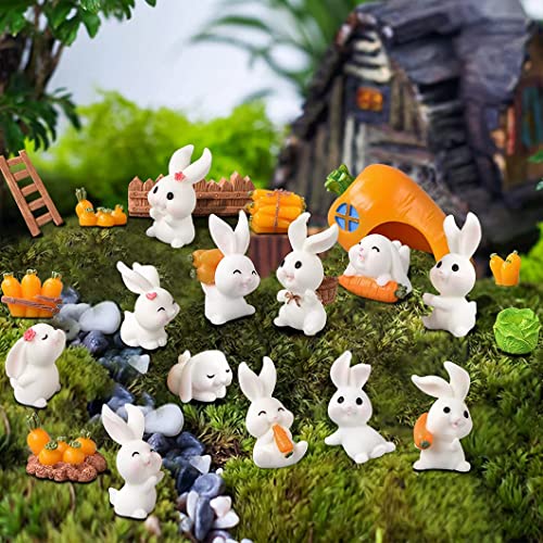 Rolin Roly 21Pcs Mikro Landschafts Dekoration Garten Deko Ornamente Zubehör Mini-Tiere Miniatur Ornament Kit Bonsai Basteldekoration Mikro-Landschaft Zubehör Fairy Garden Accessories von Rolin Roly