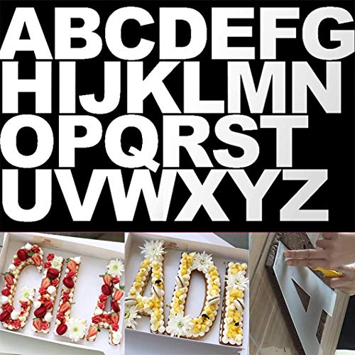 Rolin Roly 26 PCS 8 Inch Alphabet Zahlen A-Z Kuchen Schablonen Zahlen DIY Backen Formen Set Backzubehör Tortendeko für Obst Kuchen Hochzeit Party Dekoration von Rolin Roly