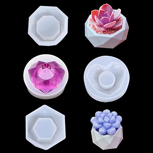 Rolin Roly 3PCS Flowerpot Harzformen Silikonform für Sechseckige Blumentop Kristall Epoxidharzform für DIY Schmuckschatulle Blumentopf Zubehör Homedekor Rolin Roly 3PCS Flowerpot Harzformen Silikonform für Sechseckige Blumentop Kristall Epoxidharzform für DIY Schmuckschatulle Blumentopf Zubehör Homedekor von Rolin Roly