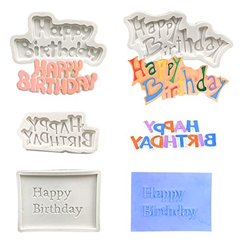 Rolin Roly 4 Pcs Buchstaben Fondant Form Alles Gute Zum Geburtstag Silikonform Alphabet Schokoladenform Gelee Bonbon Eiscreme Formen DIY Backformen für Kuchen Dekoration von Rolin Roly