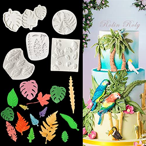 Rolin Roly 5Pcs Blätter Fondant Silikonform Farnblatt Fondantkuchen Gießform Silikon Eiche Blatt Schimmel form 3D Backform Formen DIY Backen Dekorationsform Tortedeko Rolin Roly 5Pcs Blätter Fondant Silikonform Farnblatt Fondantkuchen Gießform Silikon Eiche Blatt Schimmel form 3D Backform Formen DIY Backen Dekorationsform Tortedeko von Rolin Roly
