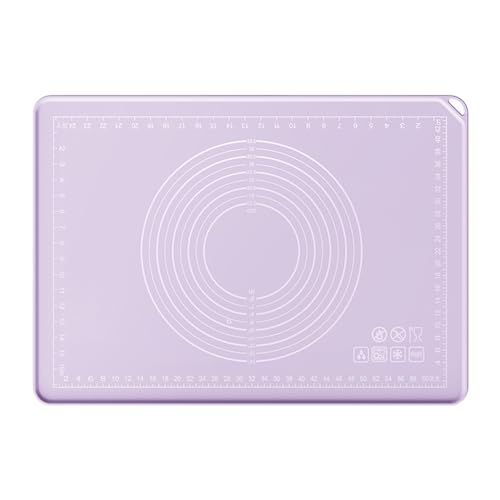 Rolin Roly Backmatte Silikon Groß Antihaftbeschichtete Teigmatte Backunterlage mit Messung für Fondant Gebäck Pizza Matte (Lila) von Rolin Roly